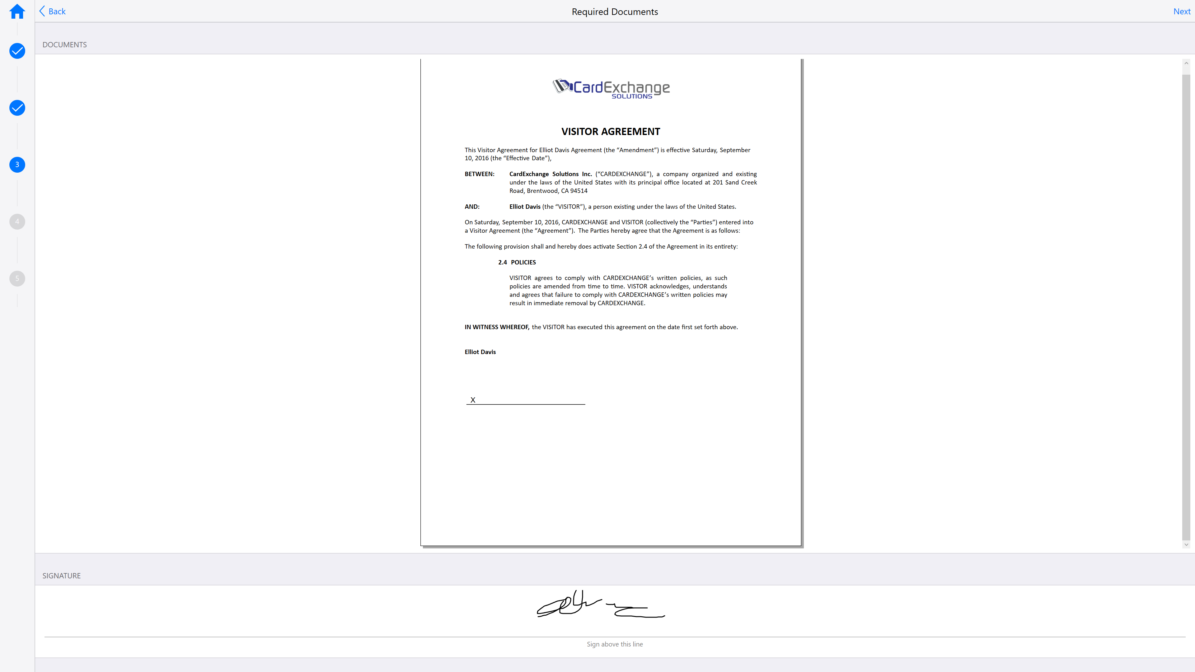 Kiosk Step Required Documents